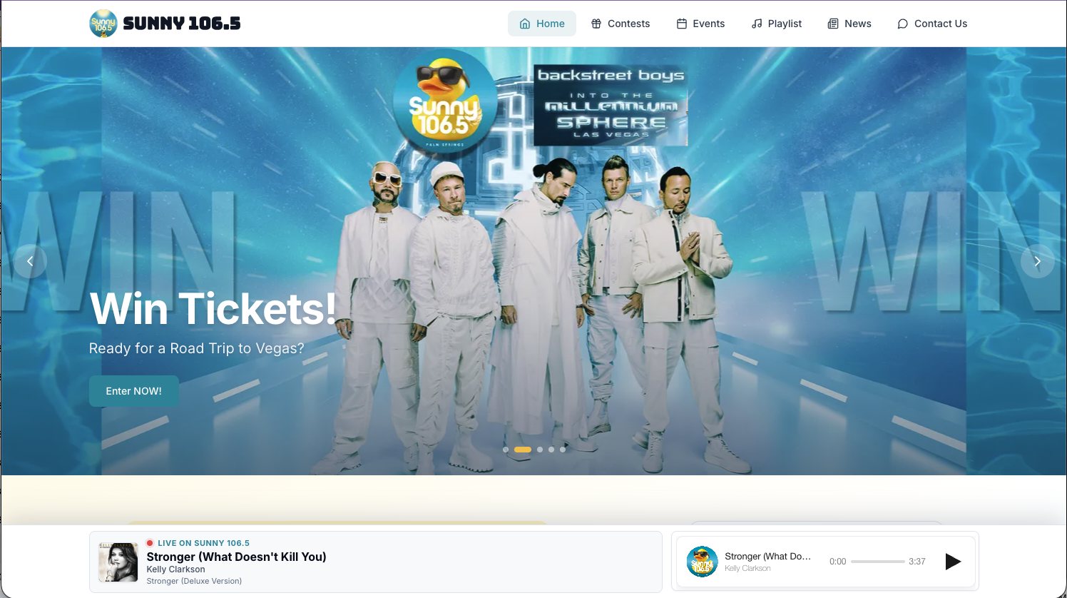 Sunny 106.5 website screenshot